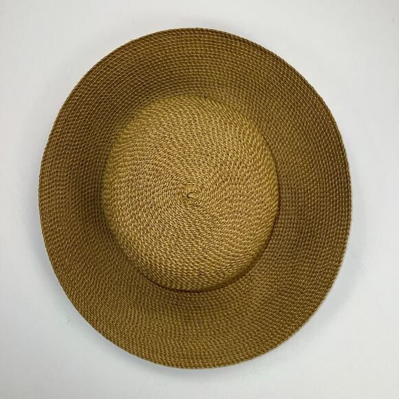 Eric Javits Classic Bucket/Cloche Hybrid Woven Raffia Sun Hat Wide Brim Camel - Picture 4 of 13